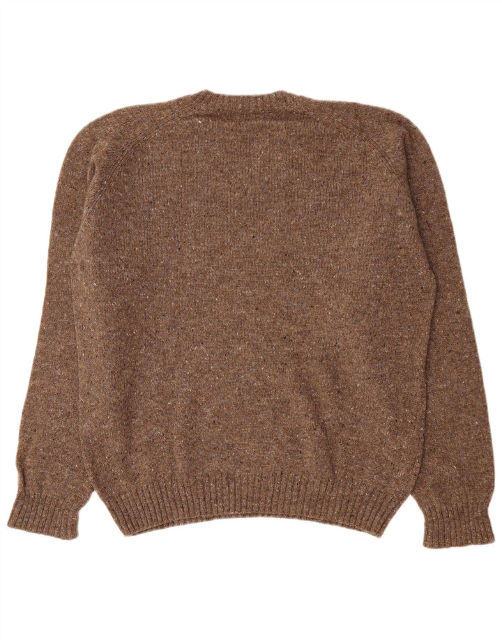 Boggi Pull Col V Homme Marron Moyen Moucheté Laine Vierge