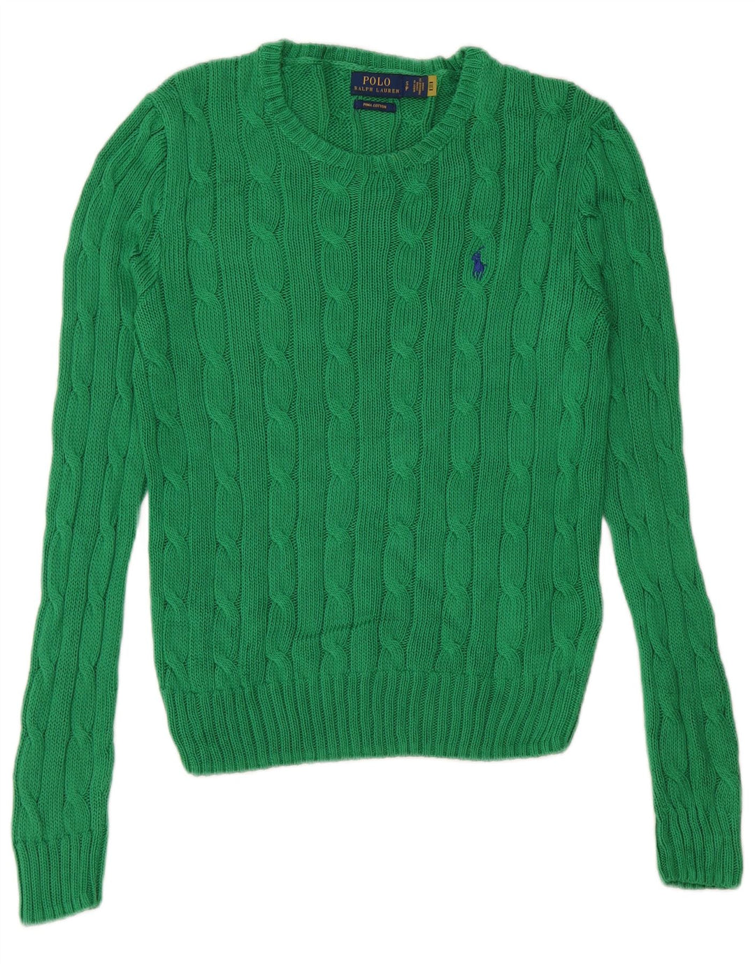 POLO RALPH LAUREN Pull ras du cou pour femme UK 10 Petit coton vert