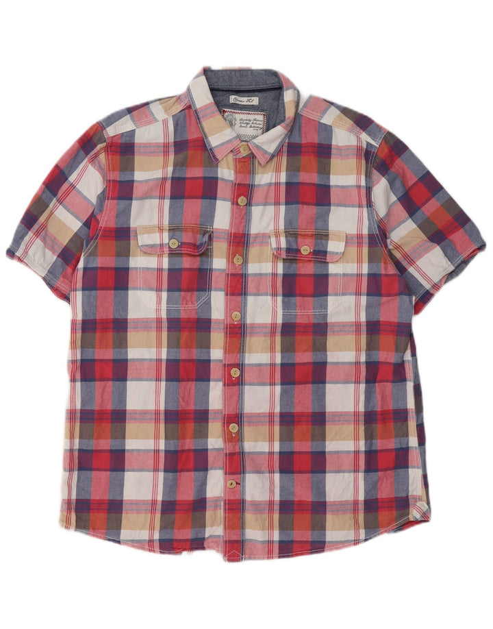 Fat Face Chemise à manches courtes pour homme Coupe classique Grand carreaux multicolores