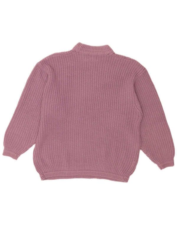 vintage Mens Turtle Neck Jumper Pull XL Violet Polyacrylique Rétro