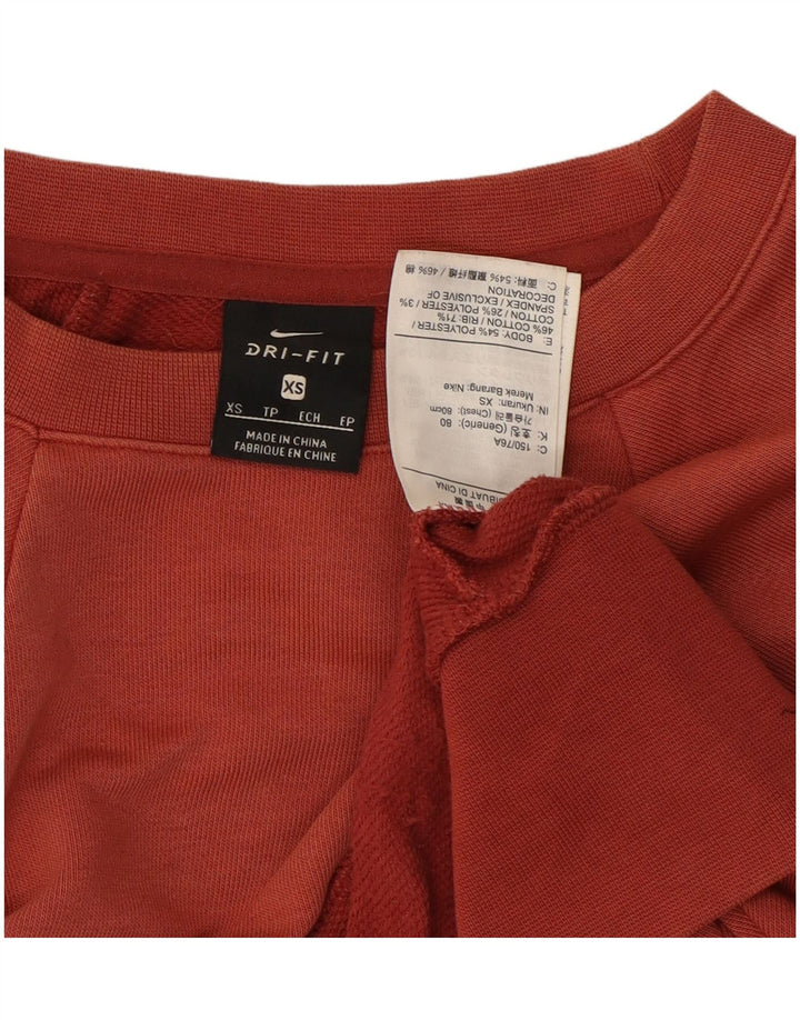 NIKE Femmes Dri Fit Surdimensionné Graphique Sweat Jumper UK 6 XS Rouge Coton