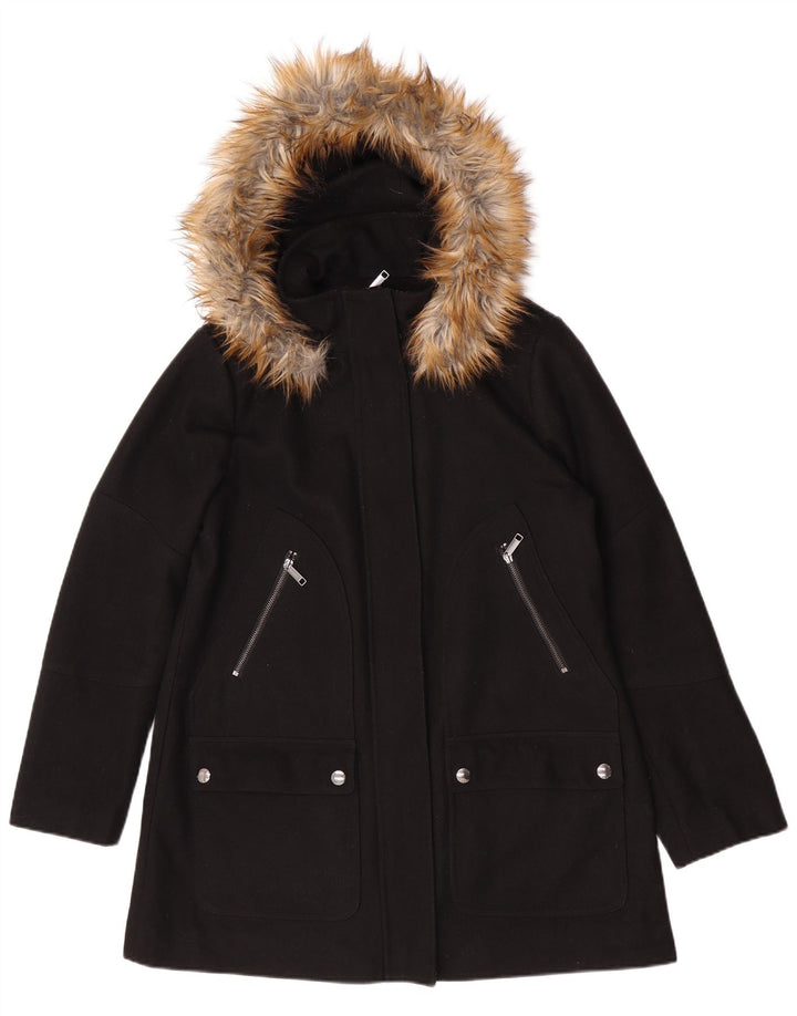 Michael Kors Manteau coupe-vent à capuche pour femme UK 16 Grande laine noire