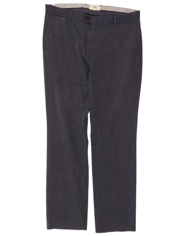 Dockers Pantalon de costume droit pour homme W36 L32 Bleu marine en coton à fines rayures