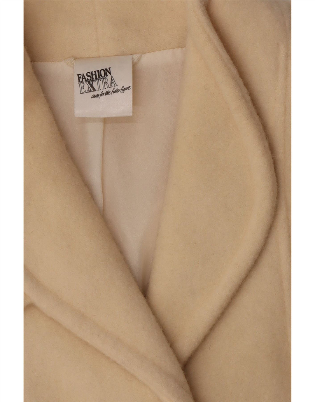 vintage Femme Pardessus UK 14 Grande Laine Beige Beige