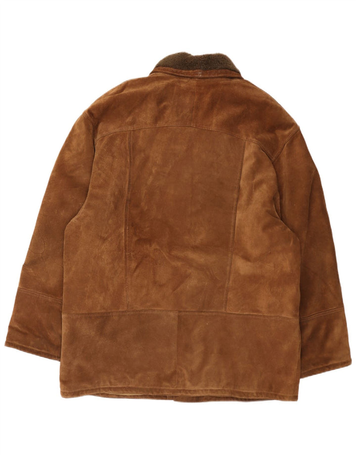 veste en daim homme vintage UK 44 2XL cuir marron