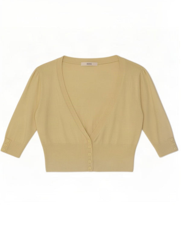 Marks & Spencer Cardigan court à manches 3/4 pour femme UK 8 Small Jaune