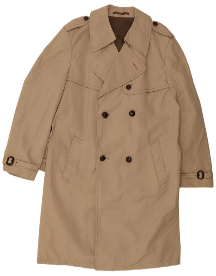 VINTAGE Trench Coat Homme UK 40 Grand Polyester Beige