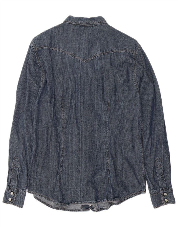 BENETTON Chemise en jean pour femme UK 14 Bleu marine moyen Coton