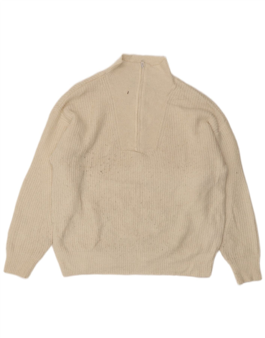 Jack Wills Pull col zippé pour femme UK 14 Grand acrylique blanc cassé