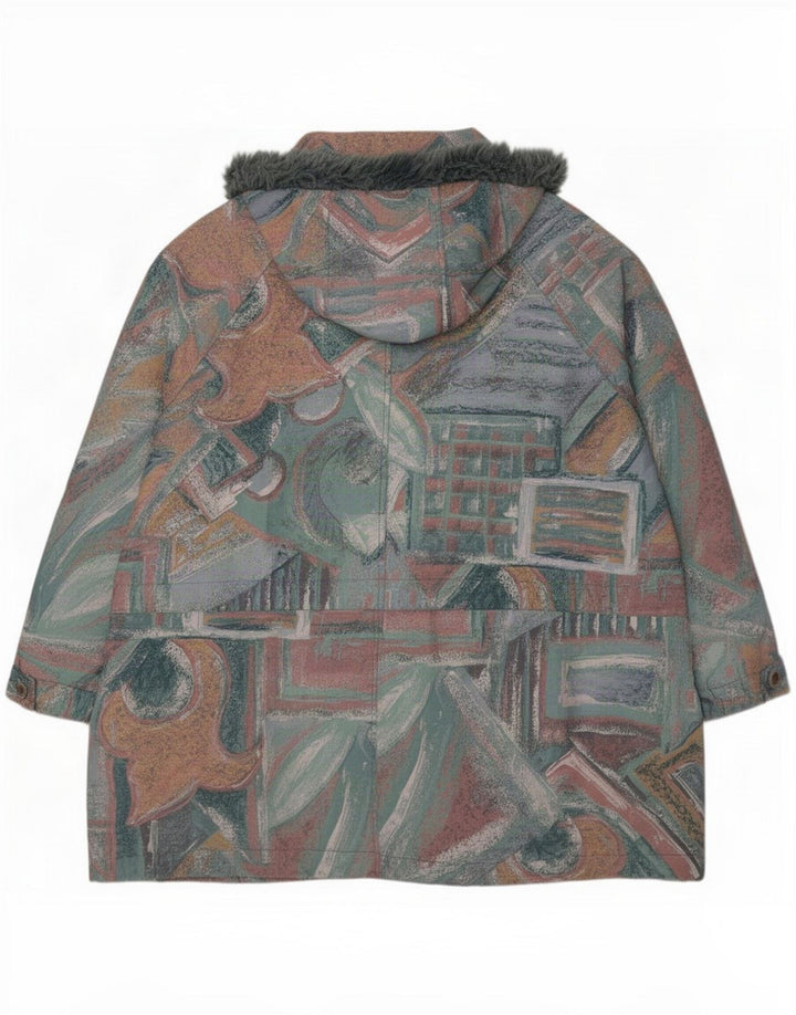 Vintage Veste coupe-vent à motif abstrait pour femme UK 16 Large Multicolore