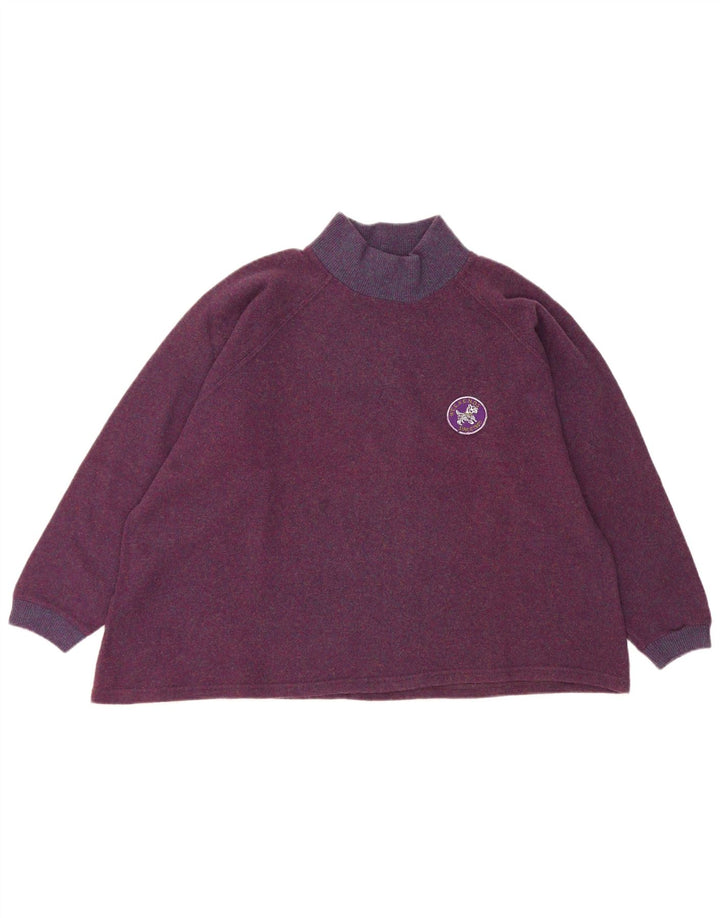 vintage Femmes Surdimensionné Turtle Neck Jumper Pull UK 14 Moyen Violet