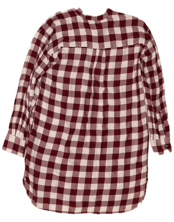 Topshop Robe tunique surdimensionnée à manches longues pour femme UK 6 XS Bordeaux Vichy