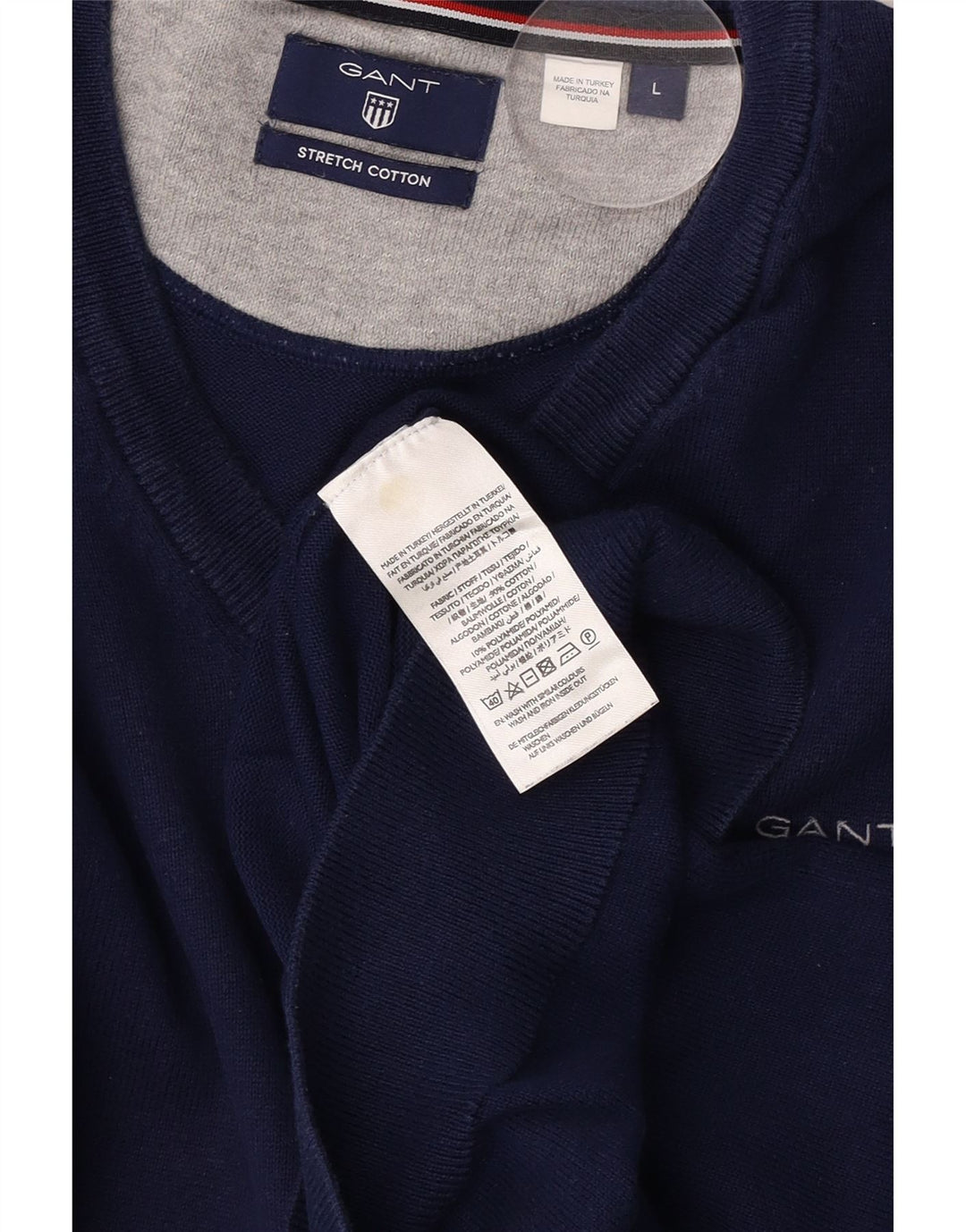 Gant Pull col V Homme Bleu Marine Large Polyamide