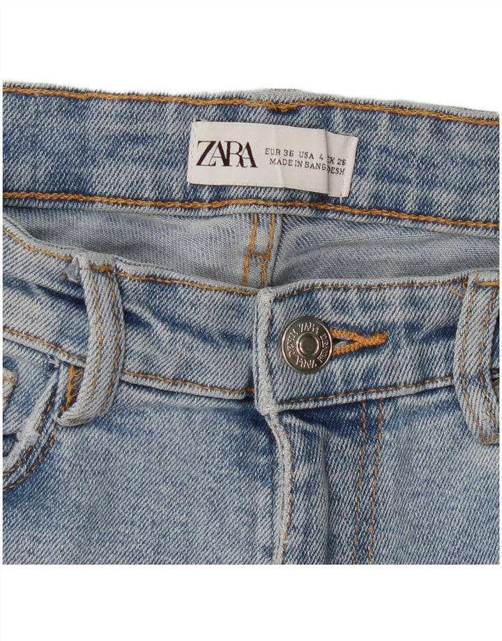 ZARA Jean skinny taille haute effet vieilli pour femme EU 36 XS W26 L27 Bleu