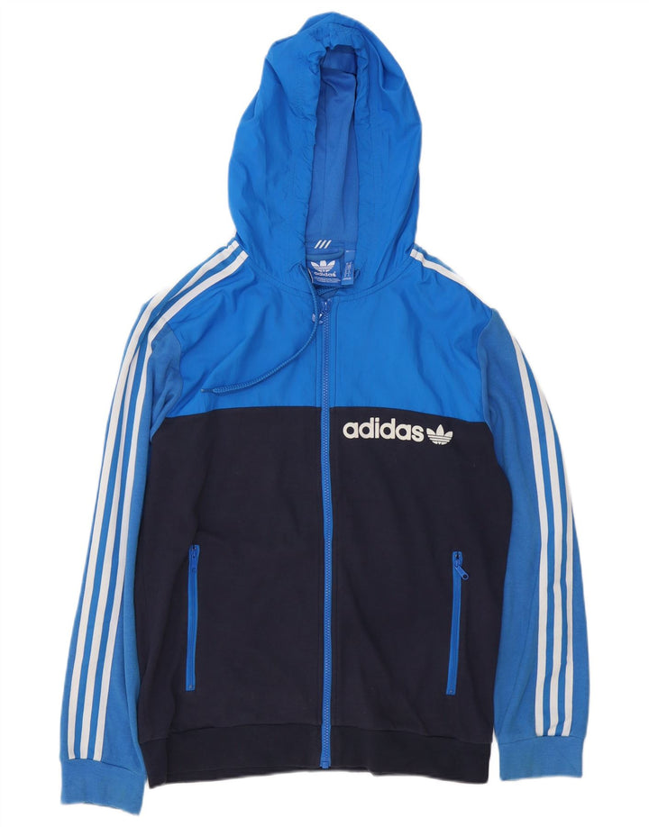 Adidas Pull à capuche zippé graphique pour homme Bleu marine moyen Colourblock