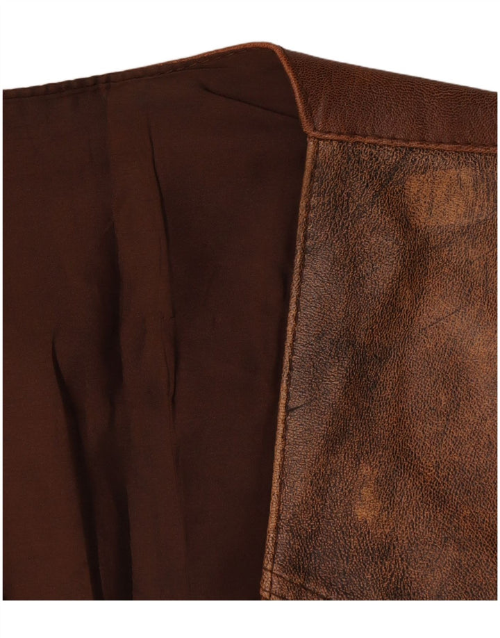 Gilet en cuir vintage pour homme Colorblock marron moyen