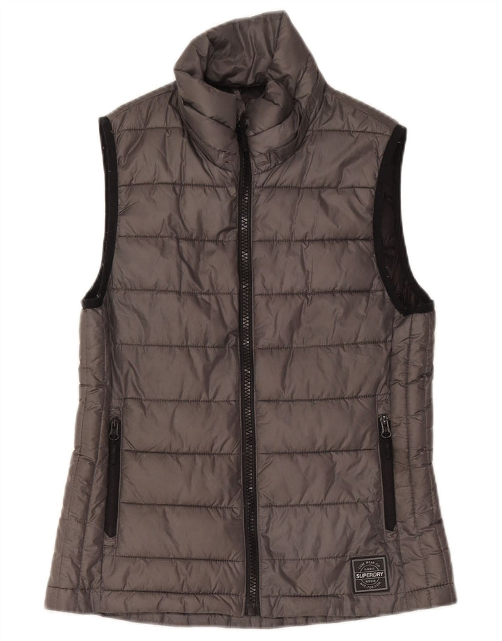 Superdry Femme Gilet Rembourré UK 10 Petit Gris Polyester