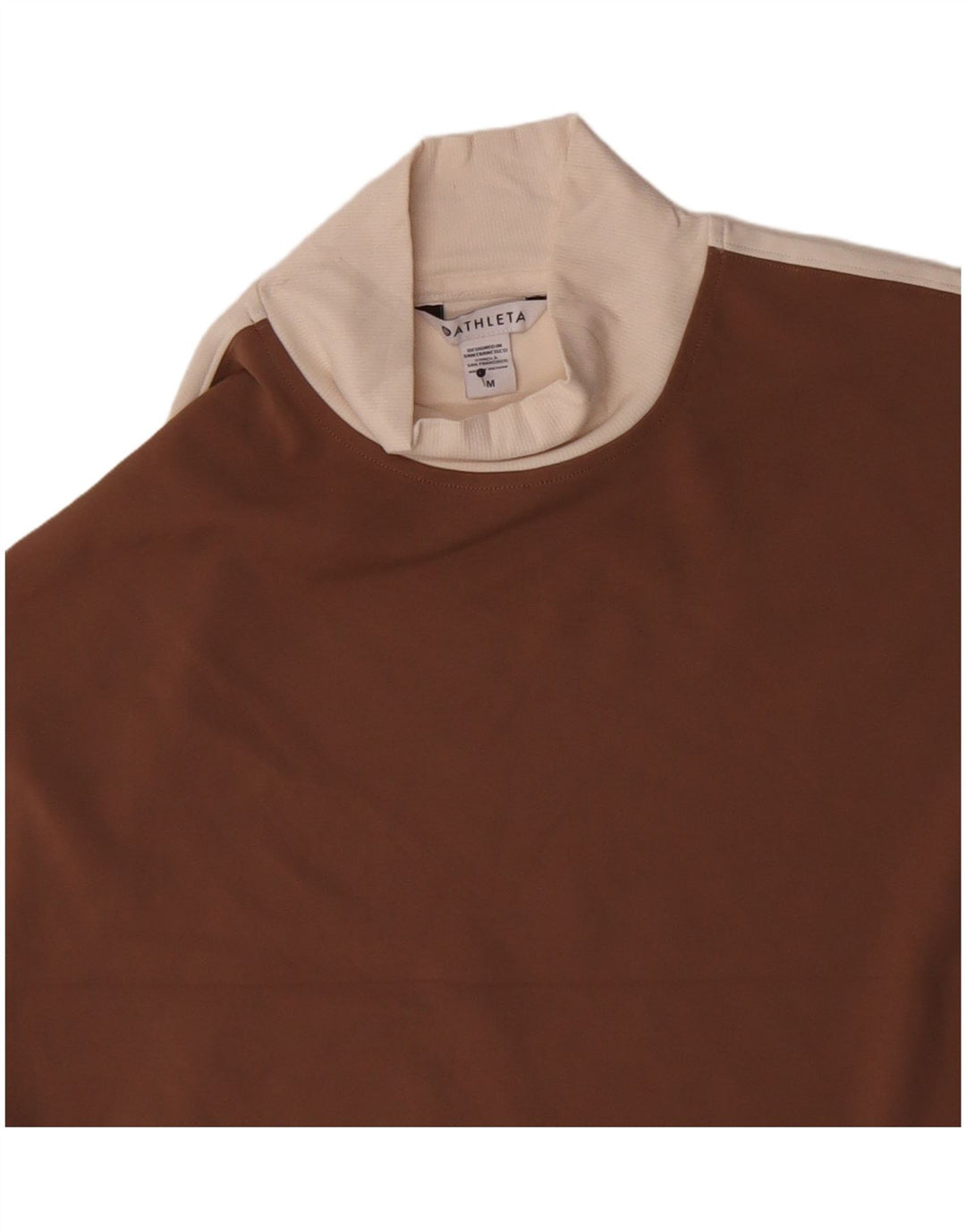 Athleta Womens Crop Top Manches Longues UK 44 Marron Moyen Colorblock Nylon