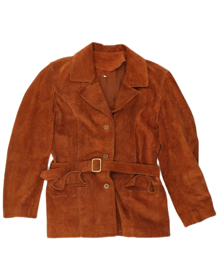 veste en daim femme vintage UK 14 Brun moyen