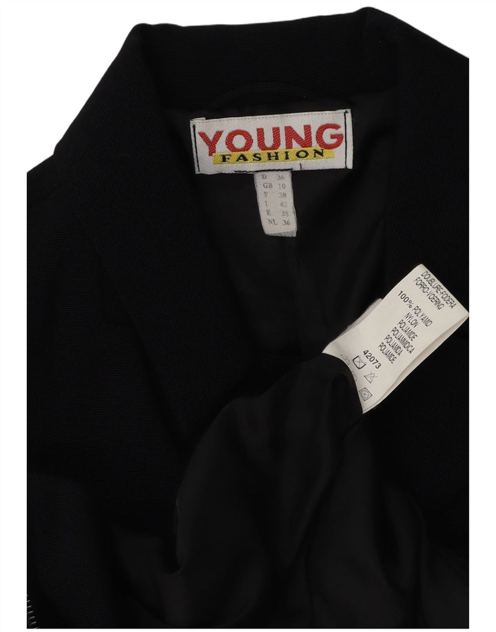 Veste Blazer Femme Vintage UK 10 Petit Polyamide Bleu Marine