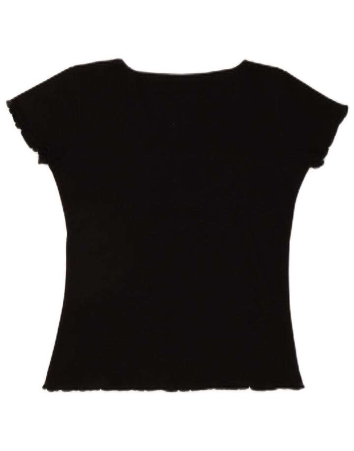 CLOCK HOUSE T-Shirt Femme Top UK 12 Moyen Noir