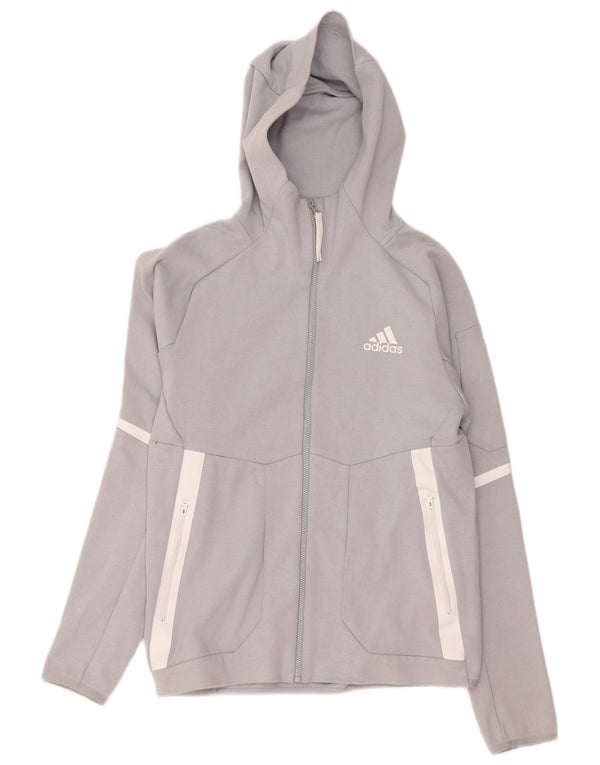 Adidas Pull à capuche zippé pour homme Petit coton color block gris
