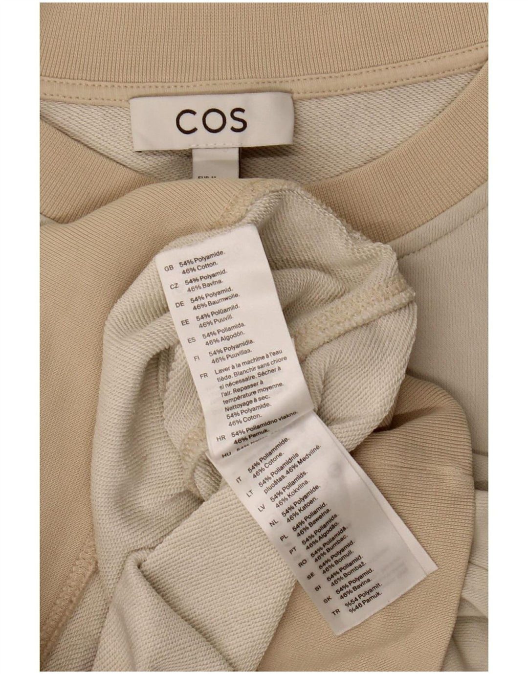 Cos Sweat-shirt pour femme UK 44 Beige moyen Polyamide
