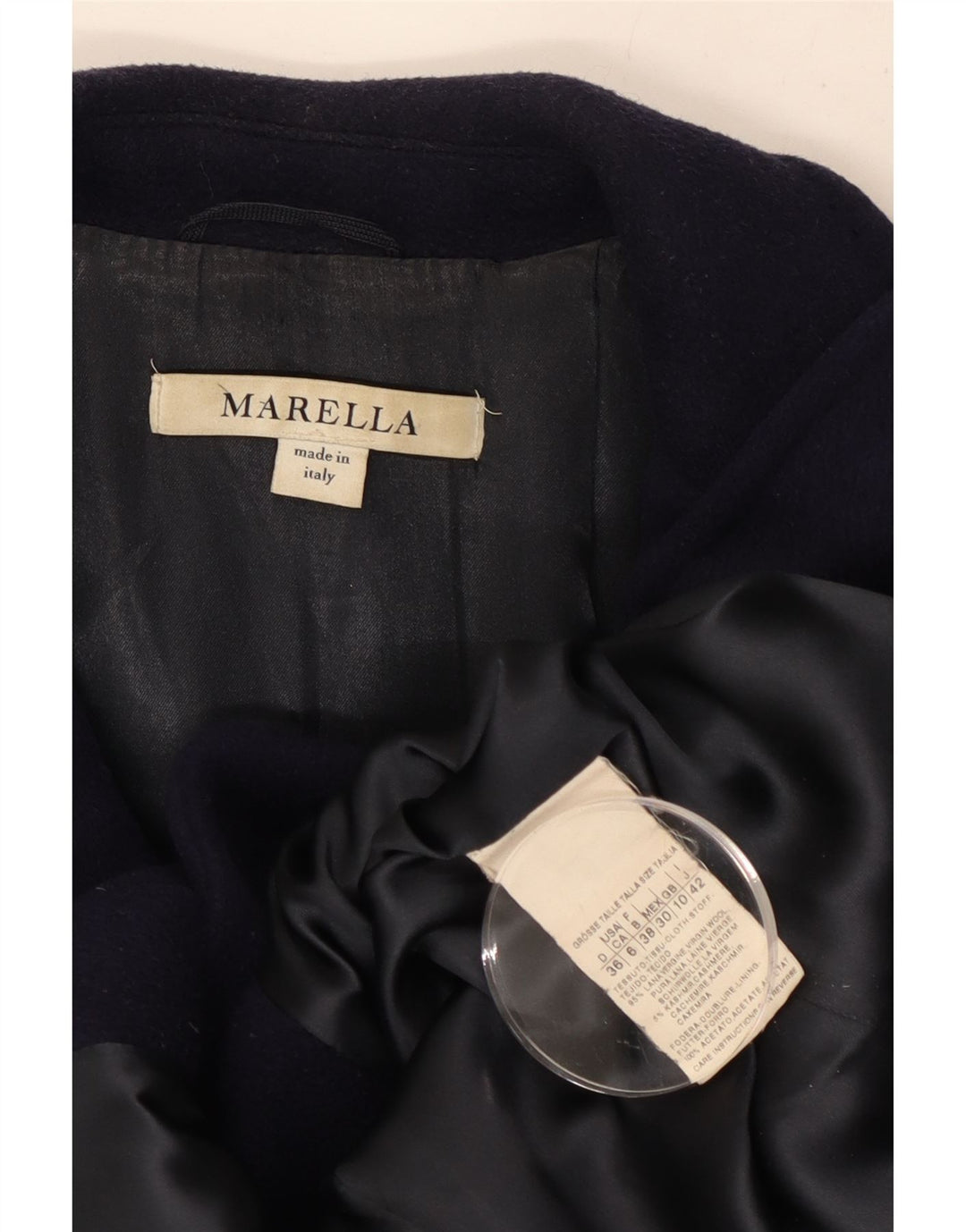 Marella Manteau Femme UK 10 Petite Laine Bleu Marine