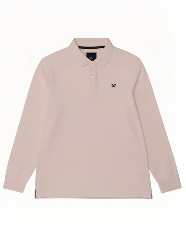 Crew Clothing Polo à manches longues pour homme en coton blanc