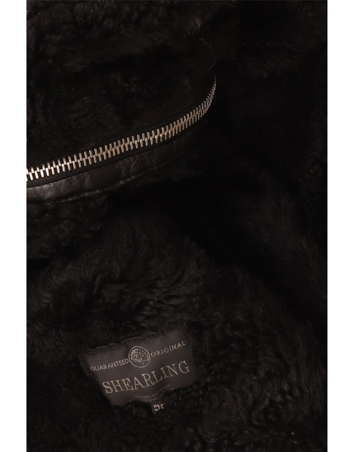 vintage Mens Shearling Overcoat IT 52 XL Noir Shearling