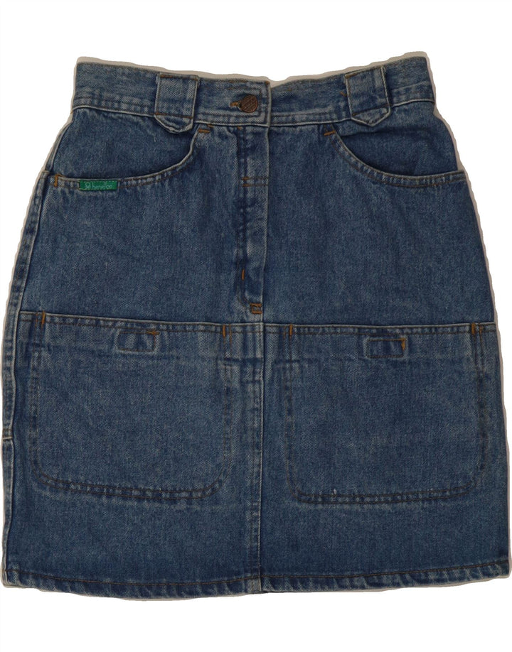 BENETTON Womens Denim Skirt W28 Medium Blue Cotton Vintage Benetton and Second-Hand Benetton from Messina Hembry 