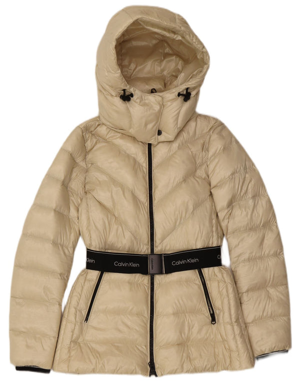 Calvin Klein Veste matelassée graphique pour femme UK 10 Small Off White Colourblock