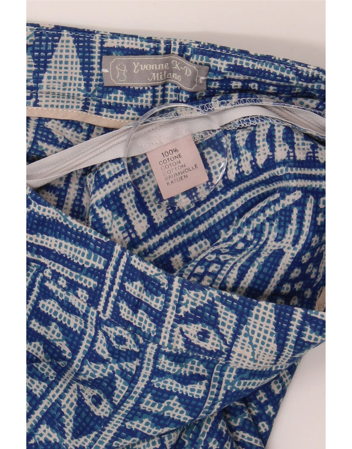 VINTAGE Womens Casual Shorts W28 Medium Blue Geometric Cotton Vintage Vintage and Second-Hand Vintage from Messina Hembry 
