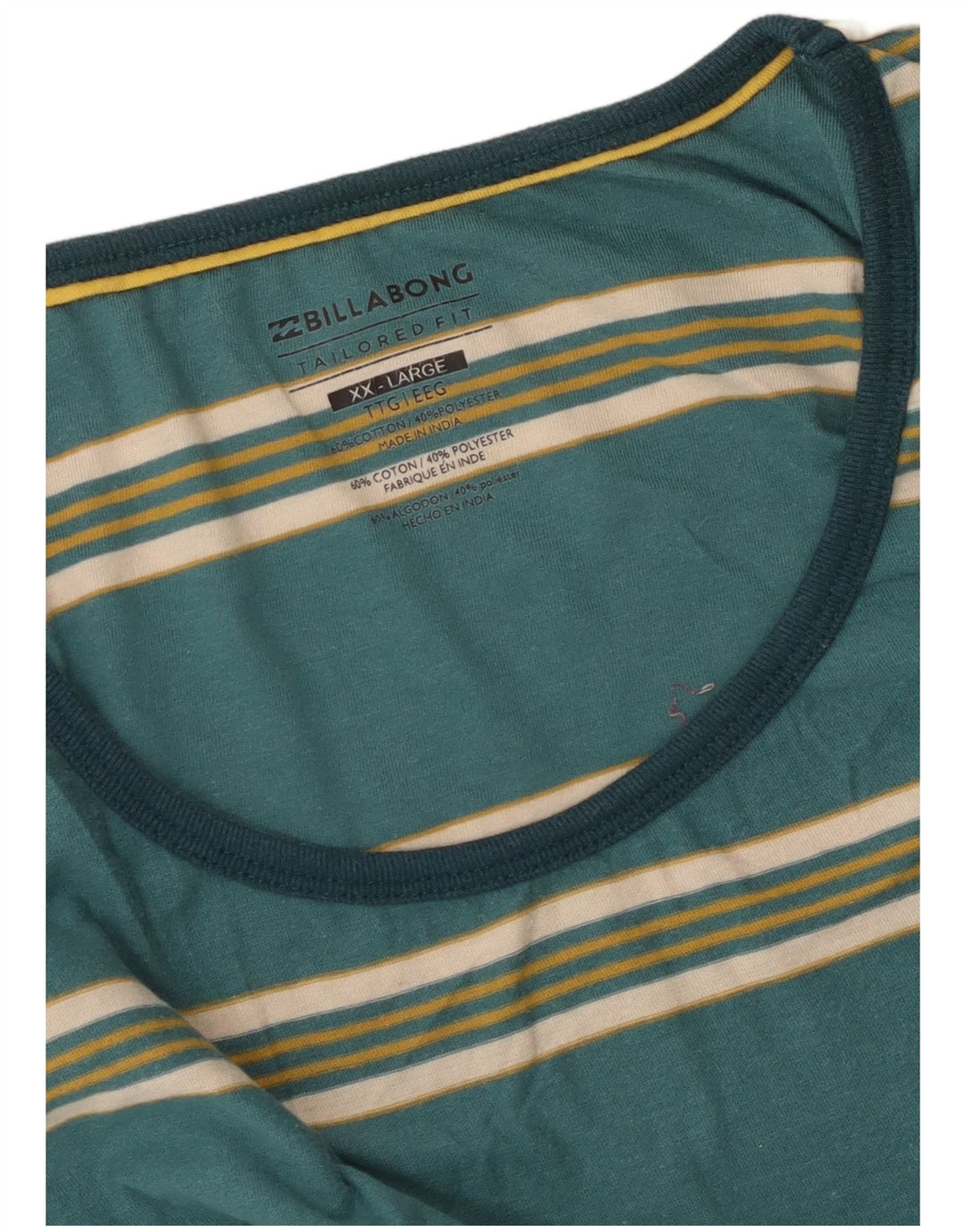 Billabong Hommes Coupe Ajustée Débardeur 2XL Vert Rayé Coton