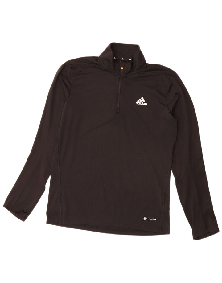 Adidas Hommes Aeroready Zip Neck Pull Survêtement Top Petit Noir Polyester