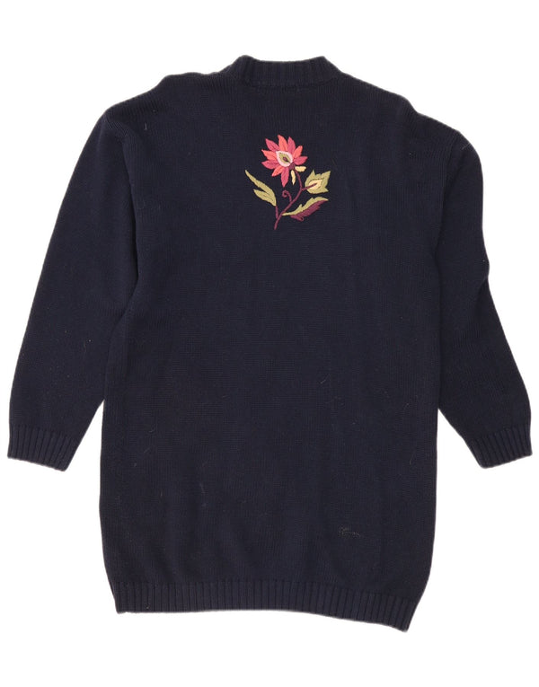 Jumper Robe pull surdimensionnée pour femme UK 10 Petit coton floral bleu marine