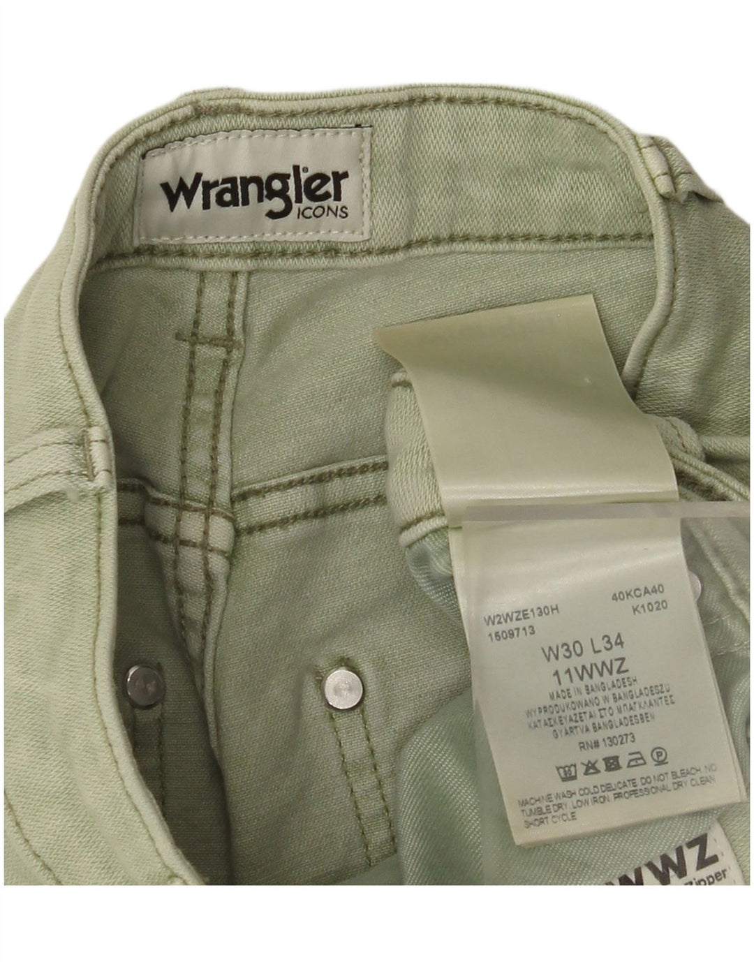 WRANGLER Pantalon décontracté droit femme W30 L27 Vert Coton