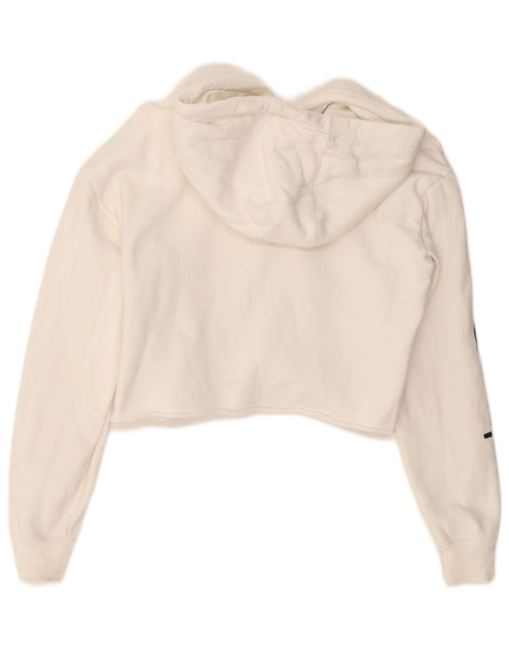 CHAMPION Pull à capuche court pour femme UK 10 Petit coton blanc cassé