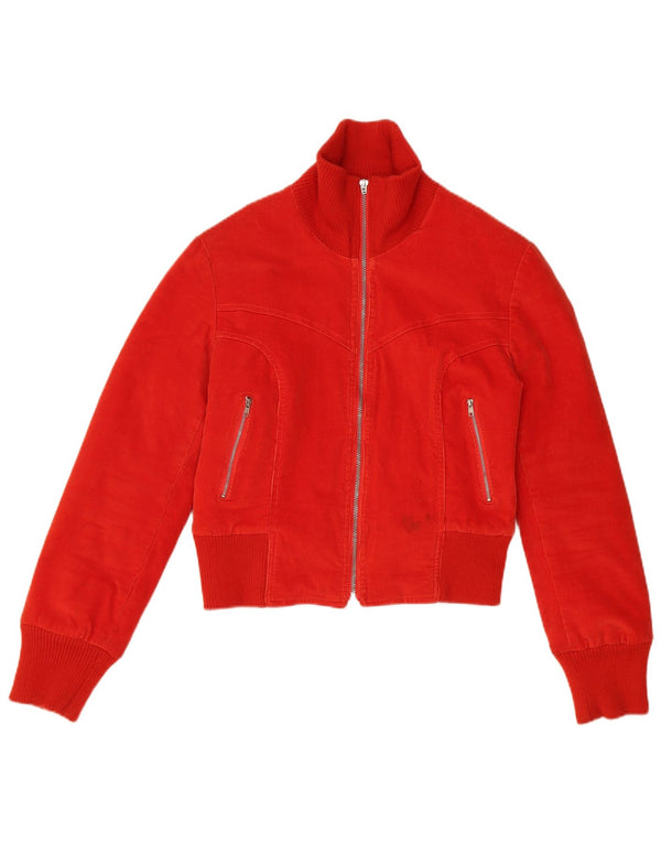 vintage Womens Crop Corduroy Jacket UK 10 Petit coton rouge