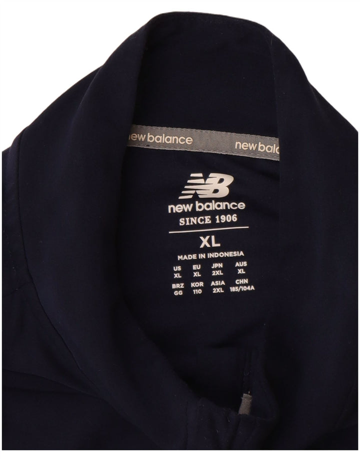 NEW BALANCE Haut de survêtement à col zippé pour homme XL Bleu marine Polyester