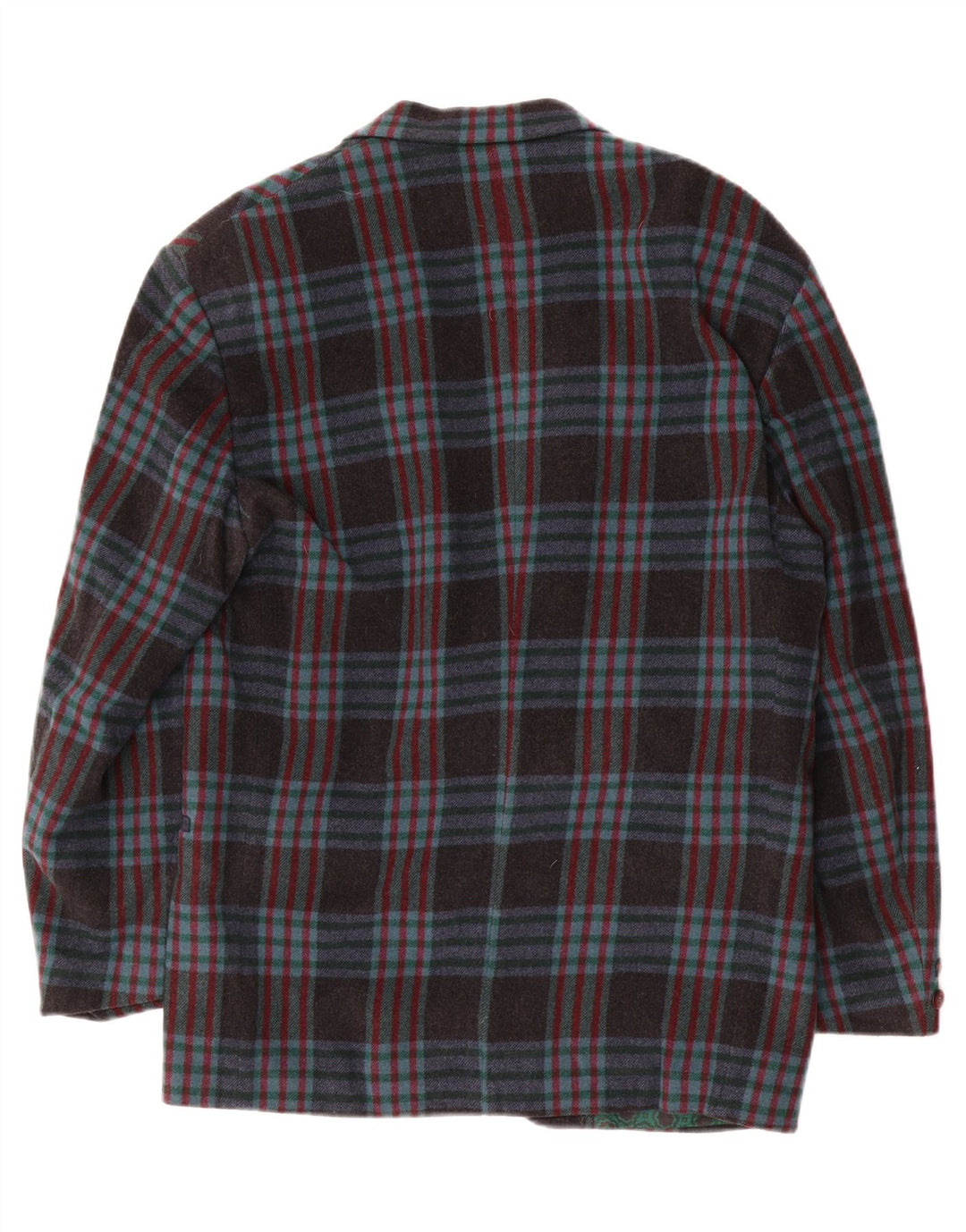 vintage Homme 2 Bouton Blazer Veste IT 48 Moyen Bleu Marine Check Laine