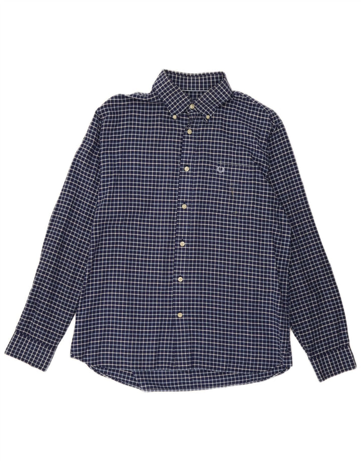 FRED PERRY Chemise Homme Grand Carreau Bleu Marine Coton