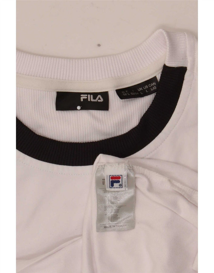 Fila T-Shirt Homme Haut Large Blanc Colorblock Polyester