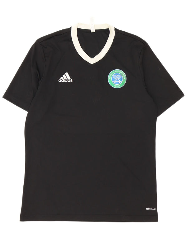 Adidas Hommes Aeroready Graphic T-Shirt Top Large Noir Colorblock Polyester