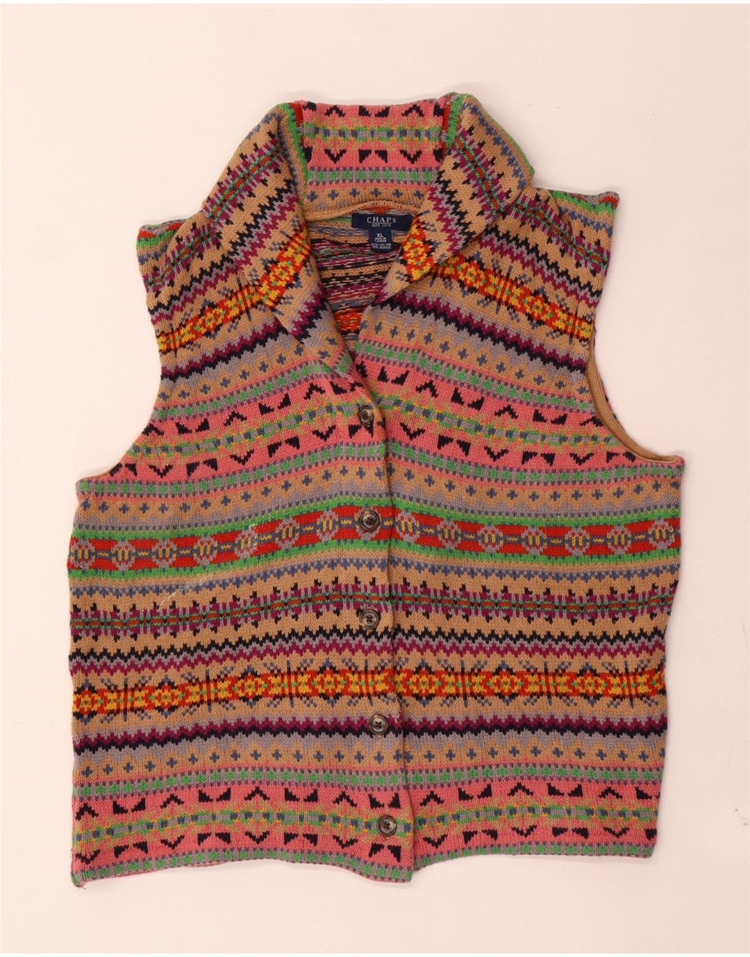 Chaps Cardigan sans manches pour femme UK 18 XL Multicolore Fair Isle