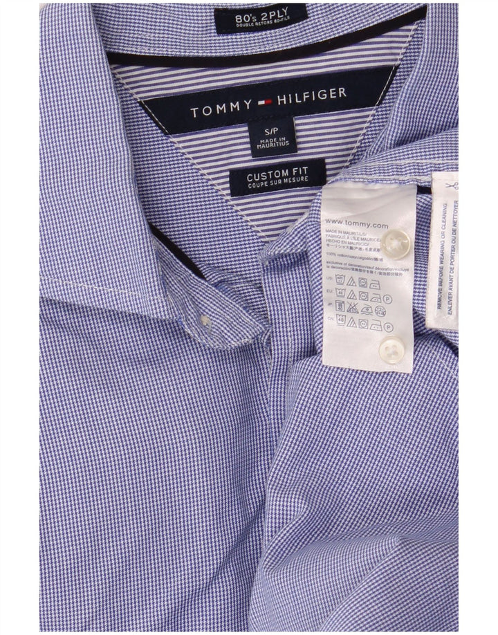 Tommy Hilfiger Chemise sur mesure pour homme Petit motif pied-de-poule bleu classique en coton
