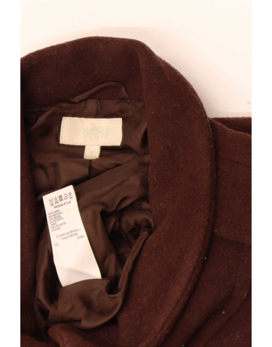 Marks & Spencer Manteau pour femme UK 18 XL Marron Laine vierge