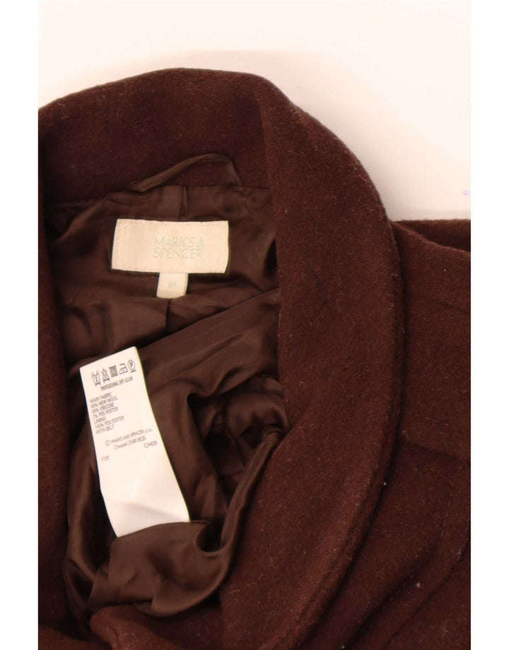 Marks & Spencer Manteau pour femme UK 18 XL Marron Laine vierge