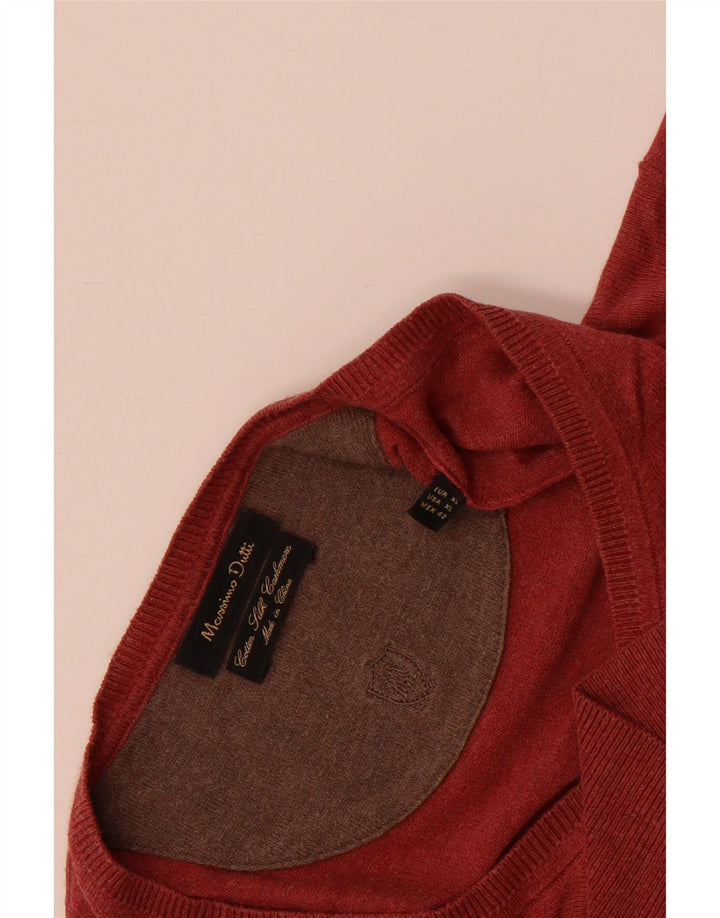 Massimo Dutti Pull Col V Homme XL Rouge Coton