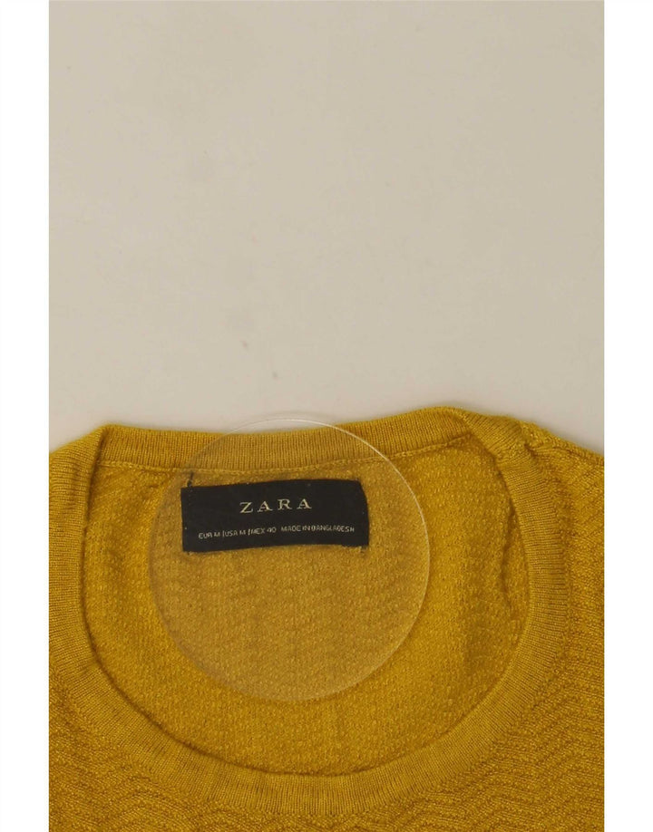 Zara Pull Col Ras Du Cou Homme Jaune Moyen